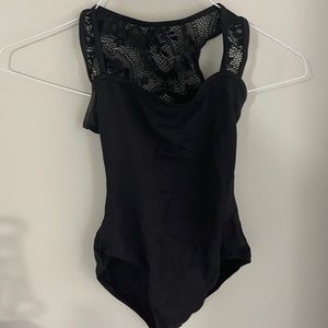 Black Leotard w/ Mesh Pattern